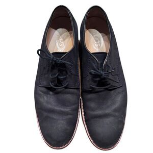 Tod's Midnight Navy Blue Matte Leather Derby US 11 Shoes